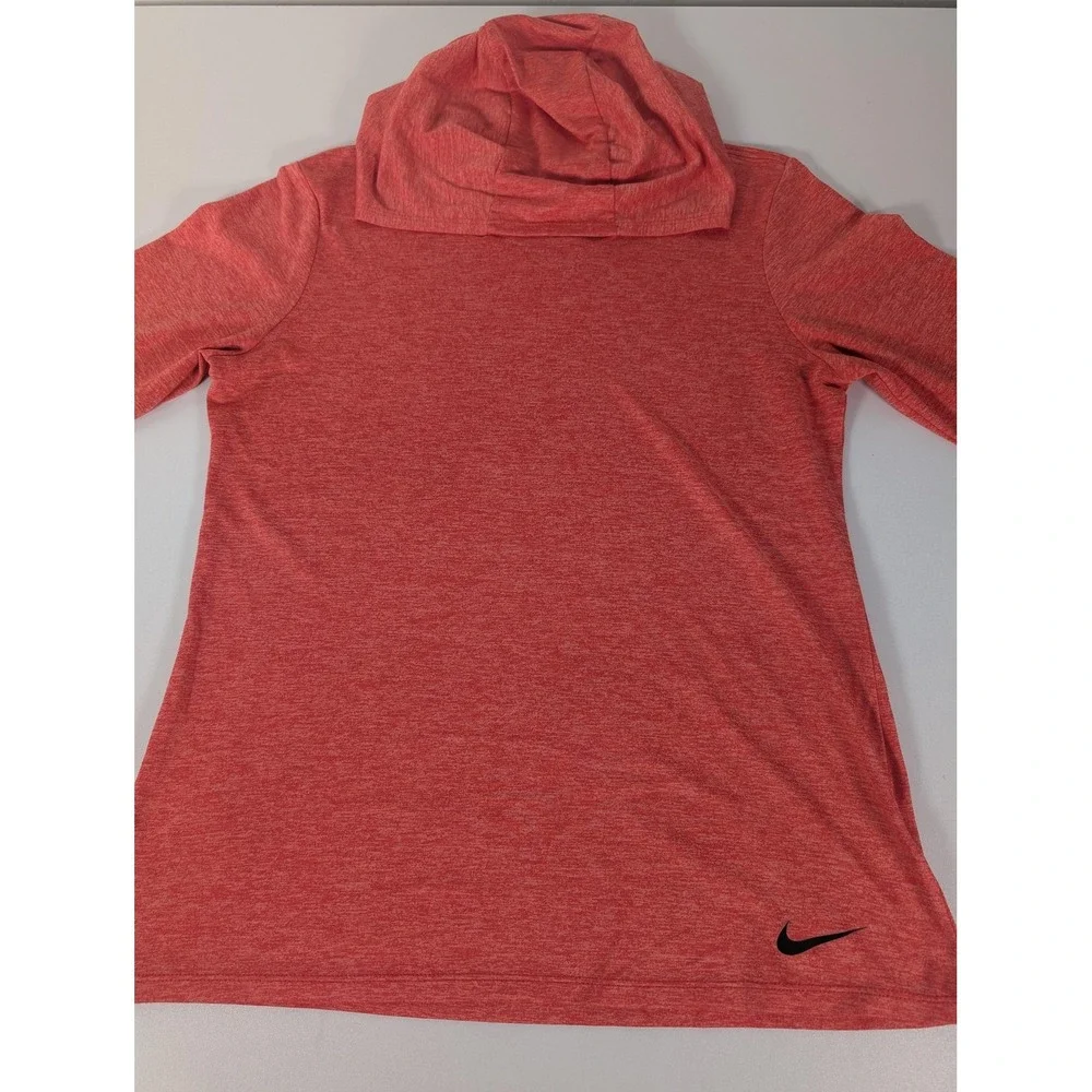 Nike Hoodie Womens Medium Red Dri-FIT Long Sleeve‎ V-Neck Pullover Running